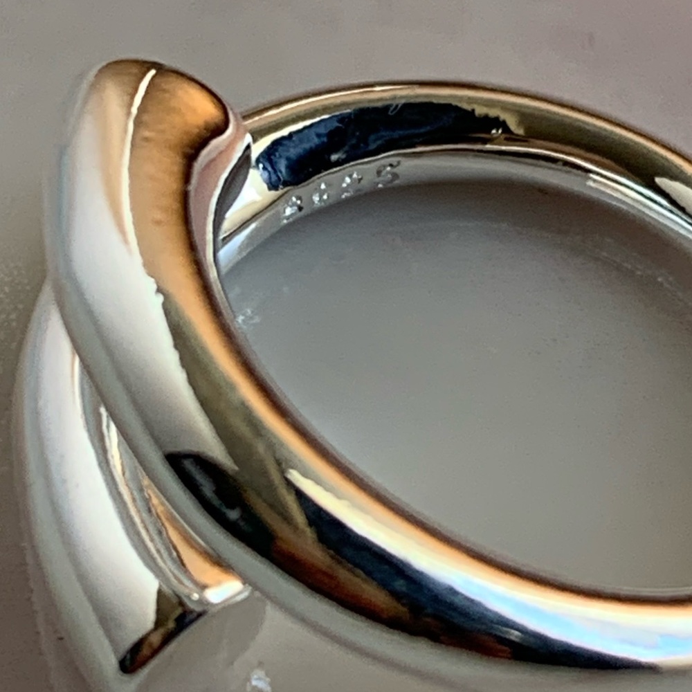 NEW 925 Sterling Silver Ring Set Resizable Abstract Minimalist - Picture 11 of 13
